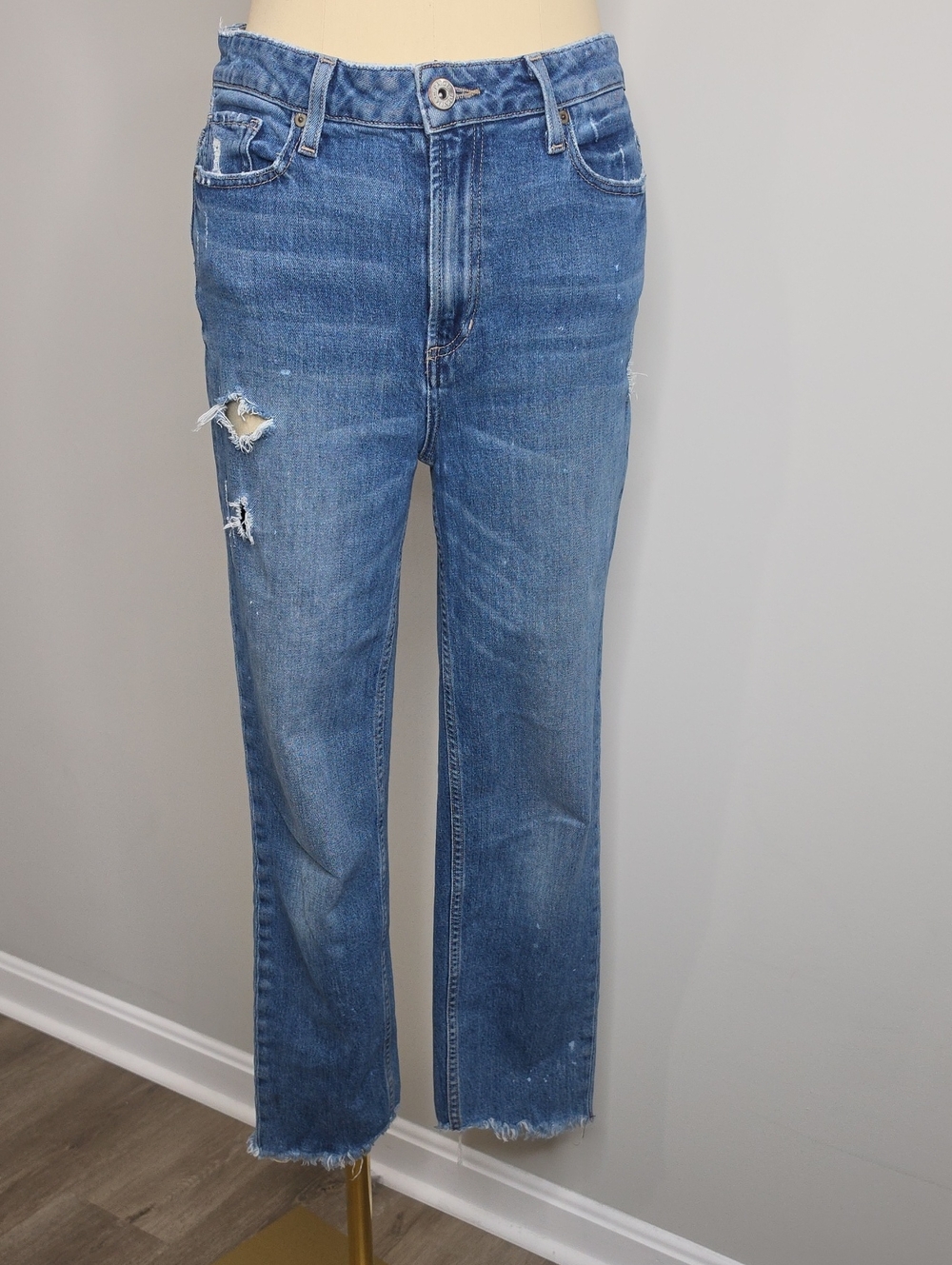 Paige Jeans Sarah High-Rise Straight Ankle Size 28 Sully Dest Wash